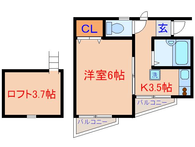 CHERISIER(1K/2階)の間取り写真