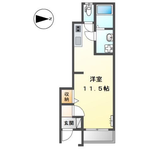 ウィル吉川(1K/1階)の間取り写真
