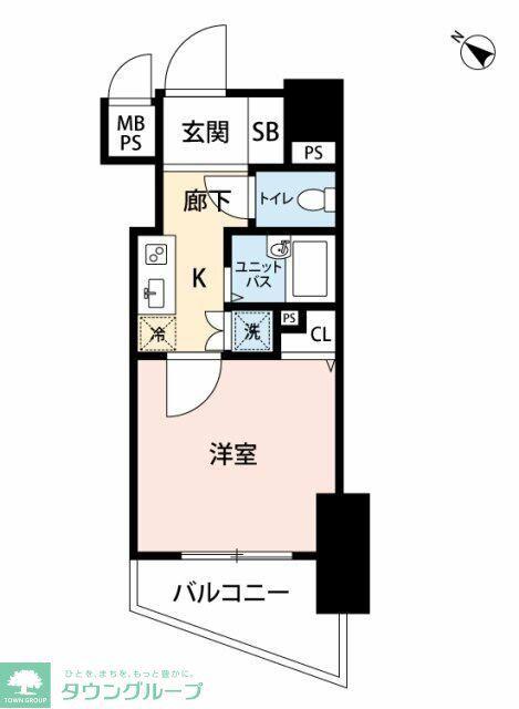 マイナビSTAYミライエ三軒茶屋II(1K/6階)の間取り写真