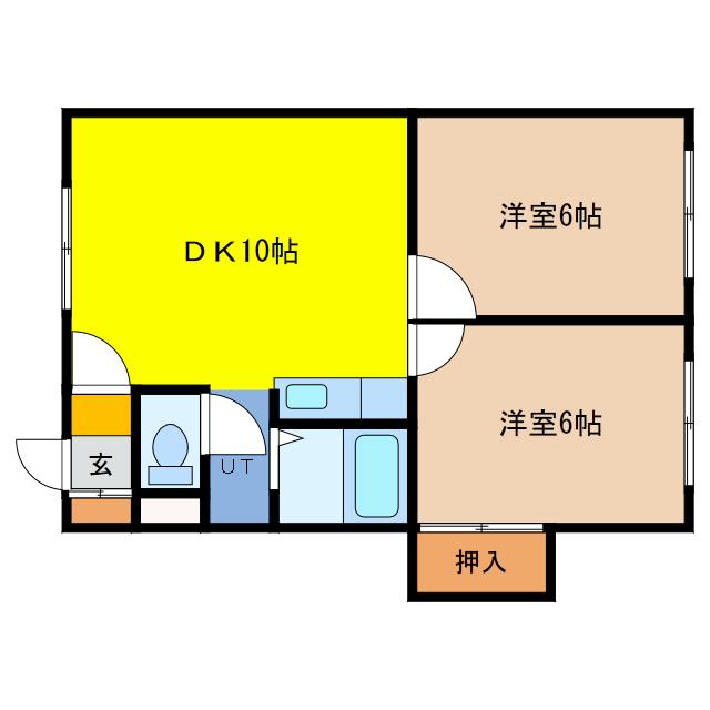 サンシャイン15(2DK/2階)の間取り写真