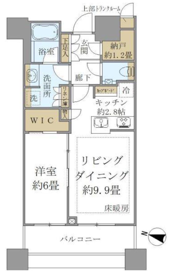 BRILLIA TOWERS目黒ノースレジデンス(1LDK/32階)の間取り写真