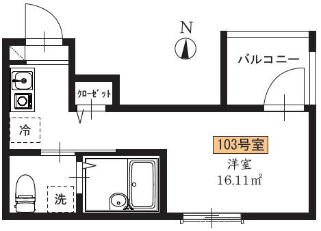 メルディア西新小岩5丁目(ワンルーム/1階)の間取り写真