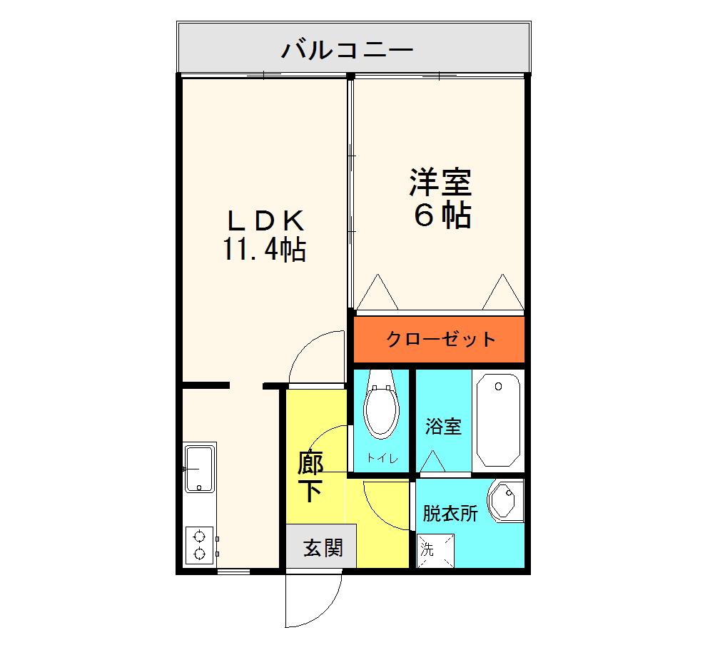 マンショングランドールII(1LDK/3階)の間取り写真