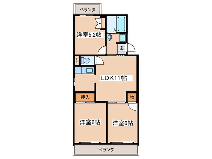 グレイスコート(3LDK/4階)の間取り写真