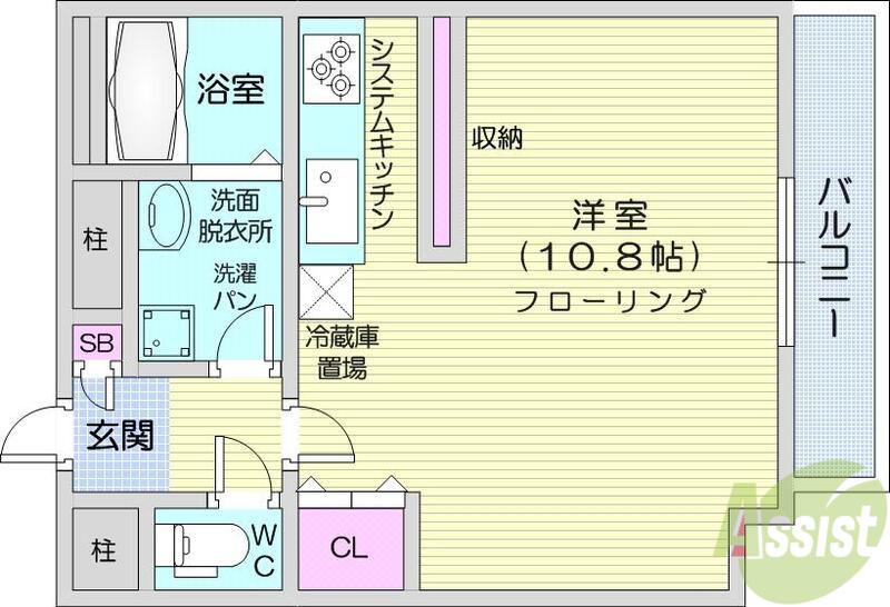 フォンテーヌ守口(ワンルーム/4階)の間取り写真