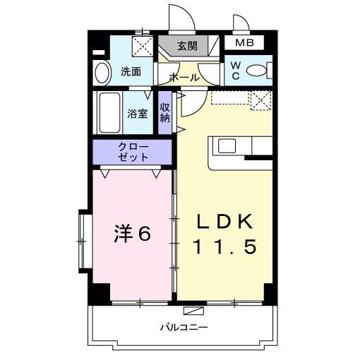レジデンス 林(1LDK/3階)の間取り写真