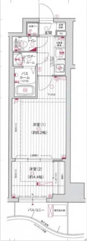 エグゼ難波東(2K/7階)の間取り写真