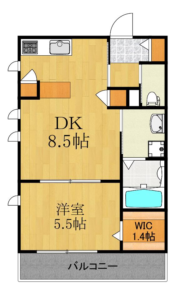 ブルージュ 諏訪(1DK/3階)の間取り写真