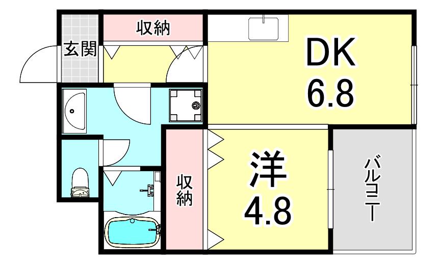 OURAIビル(1DK/5階)の間取り写真