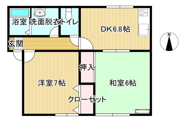 セジュール・ウイズA棟(2DK/1階)の間取り写真