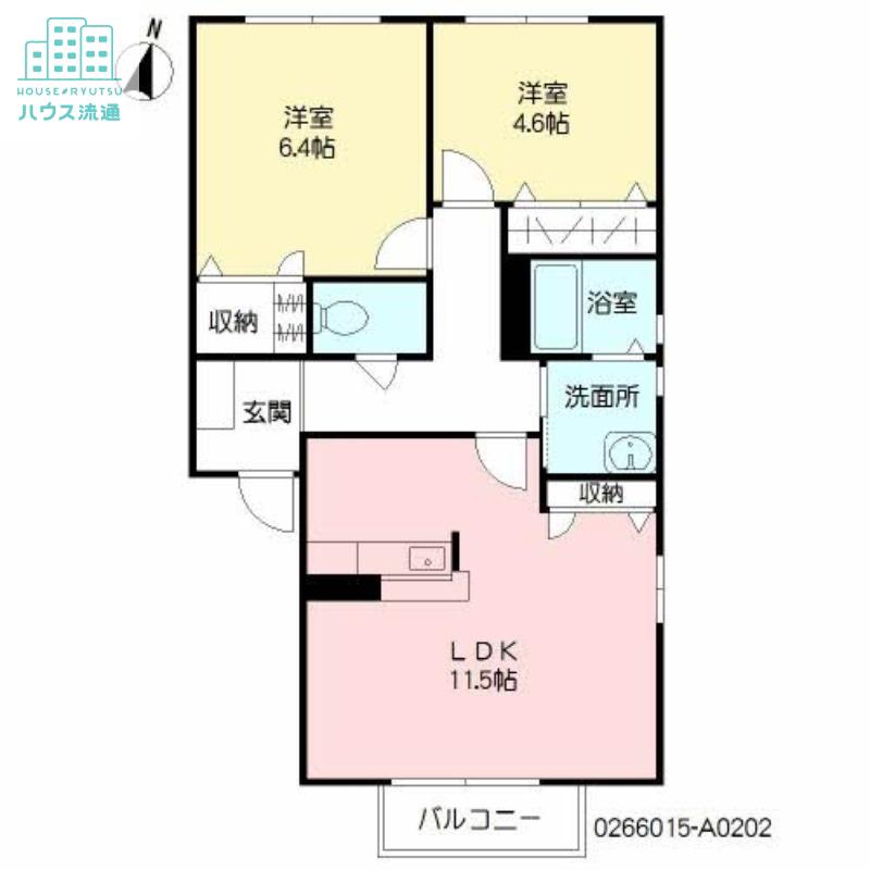 フォーレスヤマグチ A棟(2LDK/2階)の間取り写真