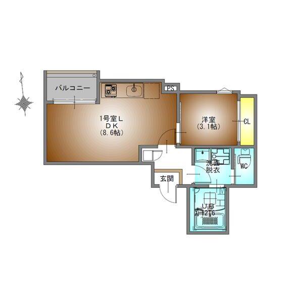 REGALEST高道(1LDK/3階)の間取り写真
