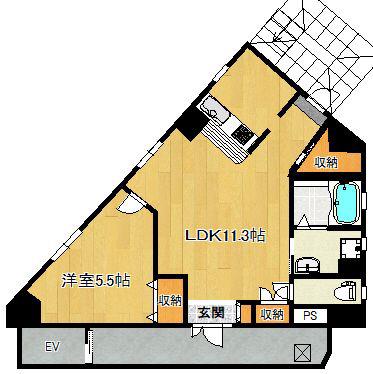 PREMIAGE天神南(1LDK/4階)の間取り写真