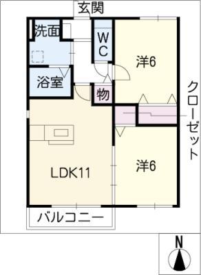 ガーデンコート美合(2LDK/2階)の間取り写真