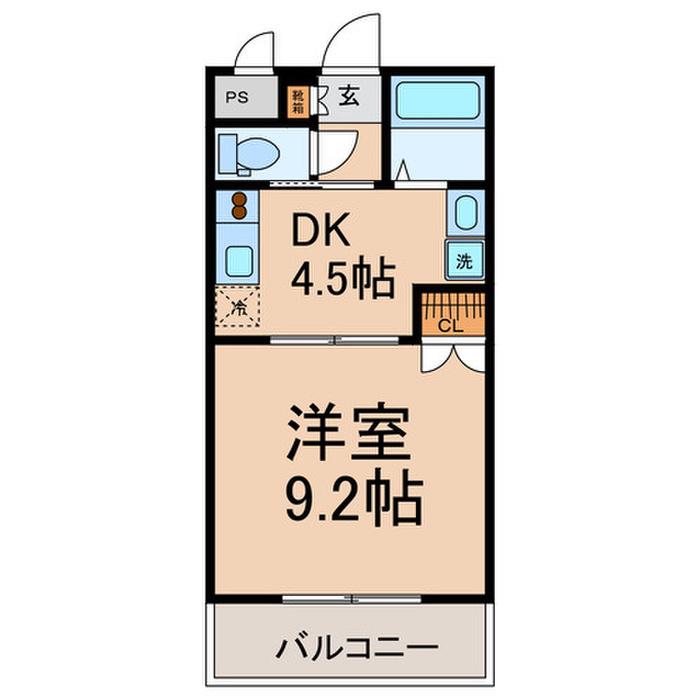 パラッツォ牛田(1DK/2階)の間取り写真