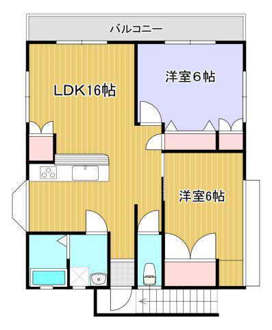 MIハウス(2LDK/2階)の間取り写真