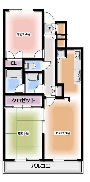 松戸パーク・ホームズ(2LDK/4階)の間取り写真