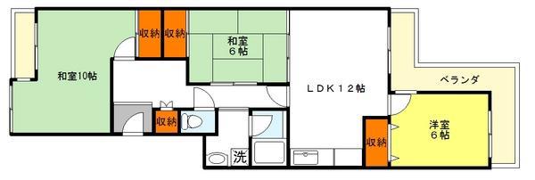 エバーグリーンポートタウン11棟(3LDK/2階)の間取り写真