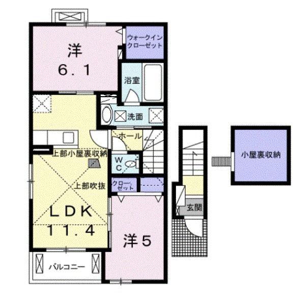 テスラ B(2LDK/2階)の間取り写真
