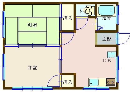 正法地アパート(2DK/2階)の間取り写真