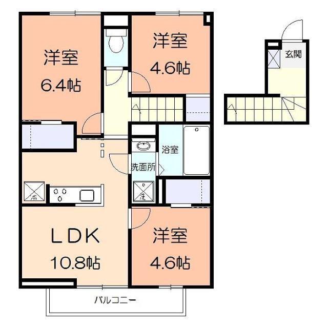 ソレイユ湘南太平台A(3LDK/2階)の間取り写真