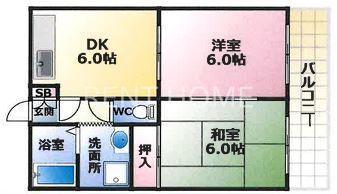 セブンコーポ志紀(2DK/2階)の間取り写真
