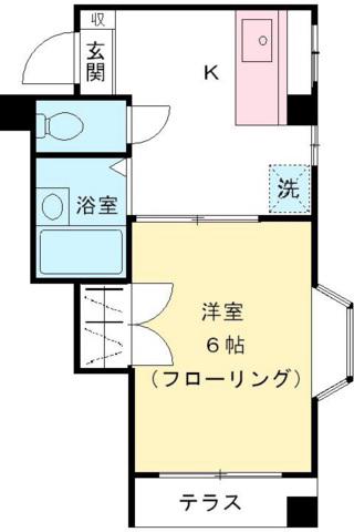 アベニューヴィル(1K/1階)の間取り写真