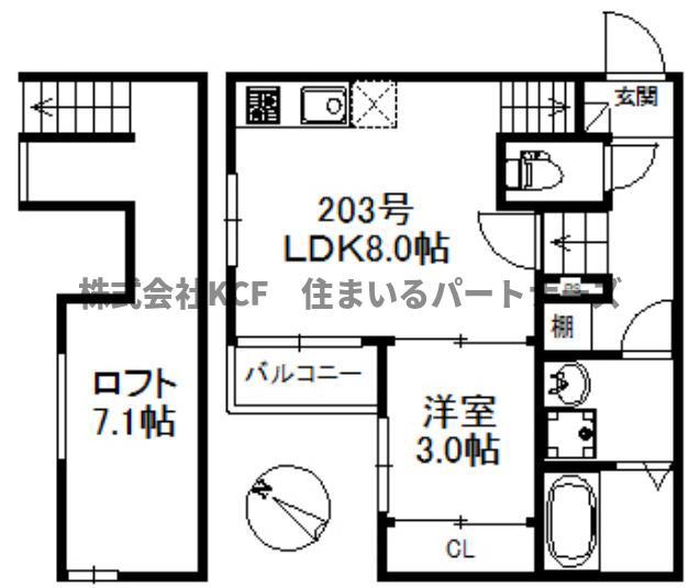 ウインクルム・CREST(1LDK/2階)の間取り写真
