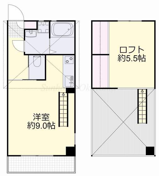 モデラート(1K/2階)の間取り写真