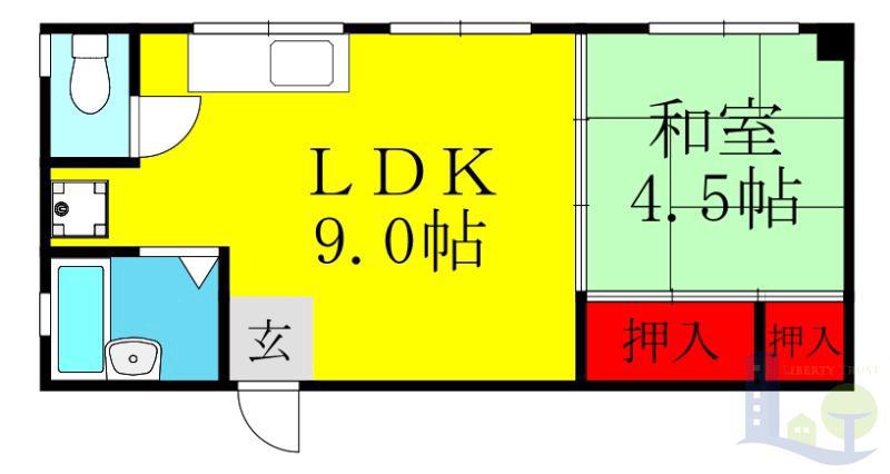 池美マンション(1LDK/2階)の間取り写真
