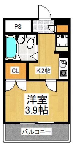 ワコーレ東村山(1K/3階)の間取り写真
