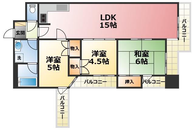 NEOダイキョー甲子園II(3LDK/4階)の間取り写真