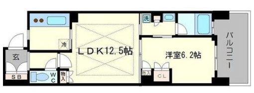 ザ・大阪レジデンス備後町(1LDK/14階)の間取り写真