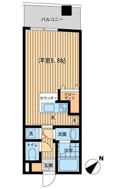 MISUZ COURT門前仲町(ワンルーム/4階)の間取り写真