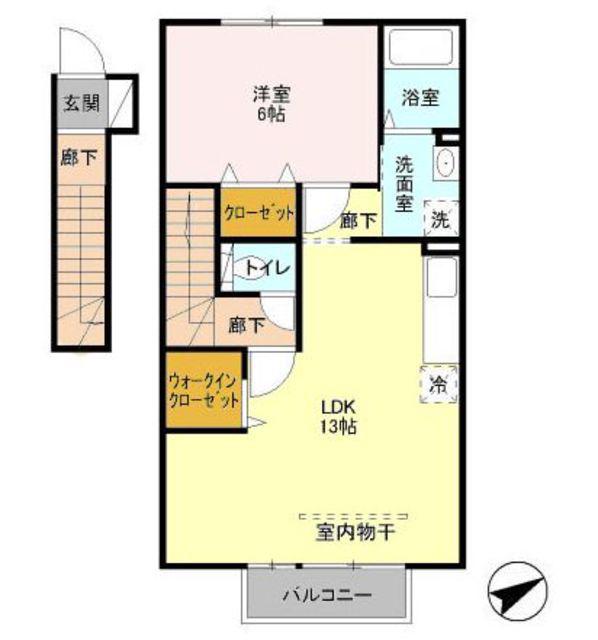 ヴァンベール(1LDK/2階)の間取り写真