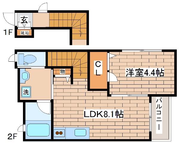 メゾン・ド・山本通(1LDK/2階)の間取り写真