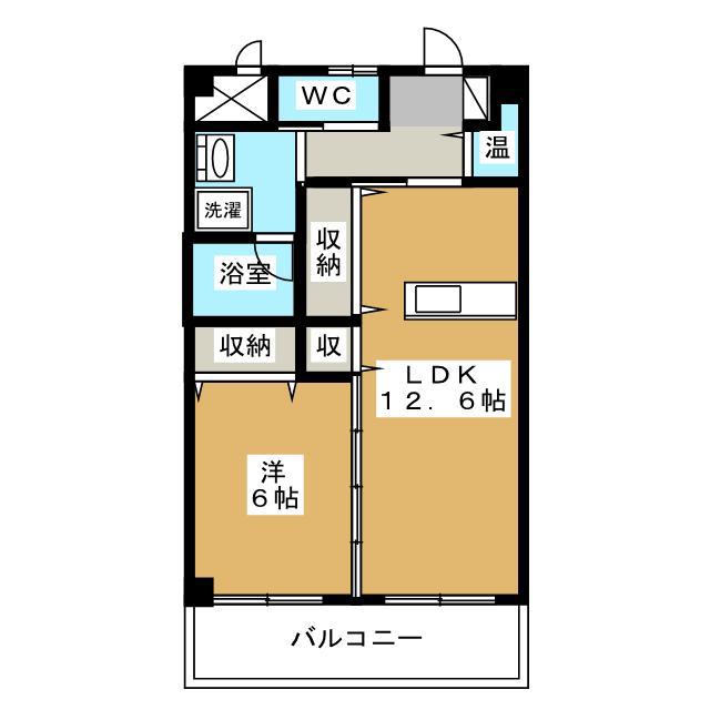 ユーイン井川城(1LDK/5階)の間取り写真