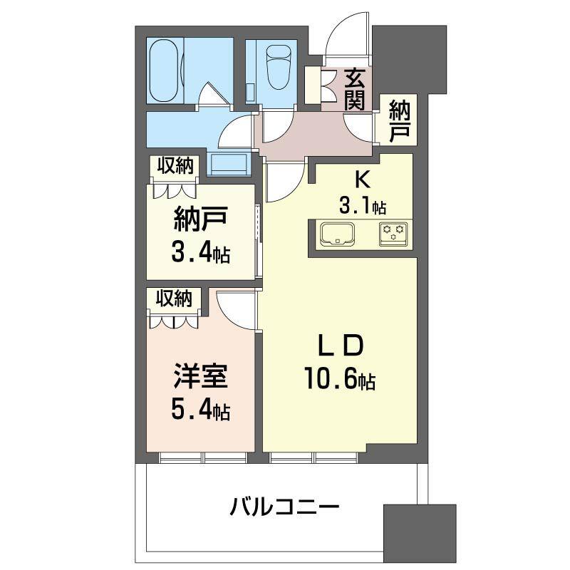 麻布台ヒルズレジデンスB(1SLDK/12階)の間取り写真