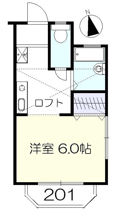 ウエストタウン谷原(1K/2階)の間取り写真