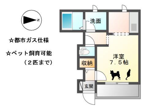 ソレイユ・カーサ(1K/1階)の間取り写真