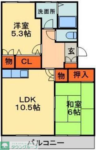 ROCKYARD(2LDK/2階)の間取り写真