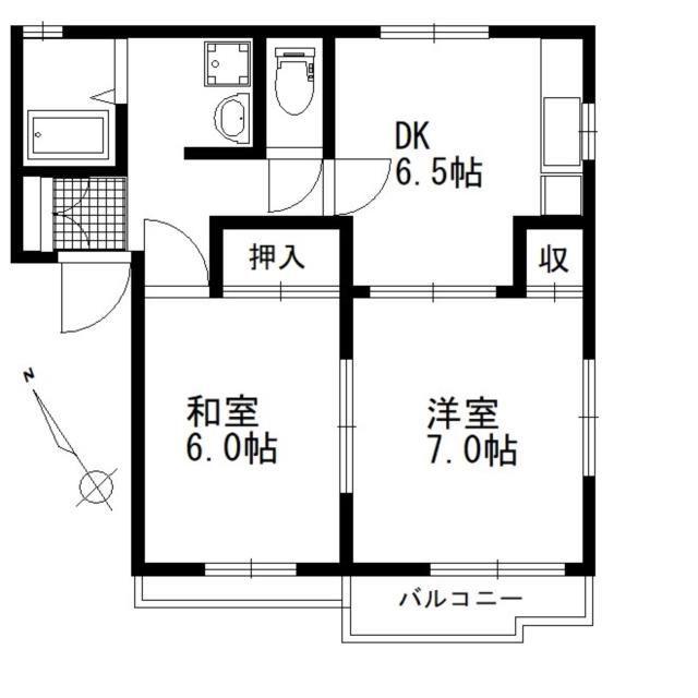 エスポワール(2DK/2階)の間取り写真