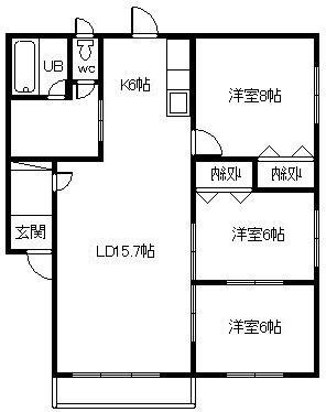 グランデII(3LDK/3階)の間取り写真