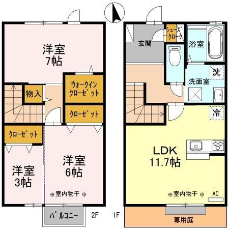 セレッソ大樹(3LDK/1階)の間取り写真