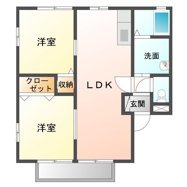 ヴィラ相生ABCDE(2LDK/2階)の間取り写真