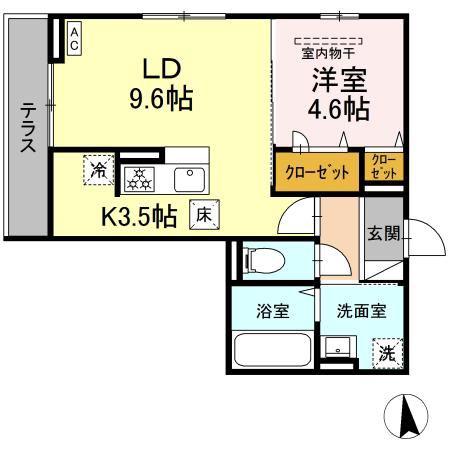 SENSIA小田原5丁目(1LDK/1階)の間取り写真