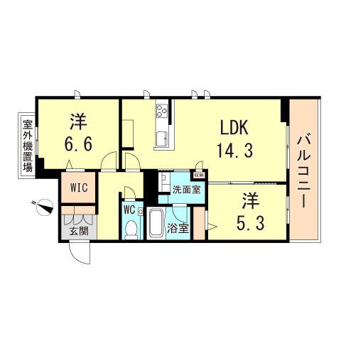 シャーメゾンガーデンズ芦屋浜町(2LDK/3階)の間取り写真