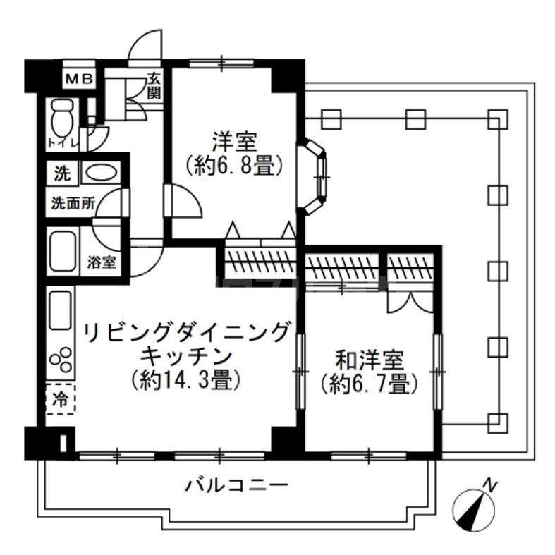 グレイスコート(2LDK/5階)の間取り写真