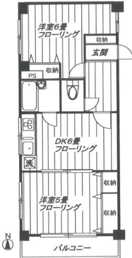 新和マンション(2DK/4階)の間取り写真