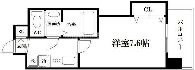 ラグゼ玉造I(1K/6階)の間取り写真